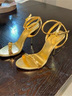 Steve Madden Gold Ankle-Strap Heels Women's
